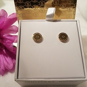 Michael Kors goldtone logo earrings